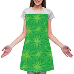 Green Cannabis Leaf Pattern Print Adjustable Apron