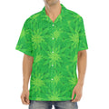 Green Cannabis Leaf Pattern Print Aloha Shirt