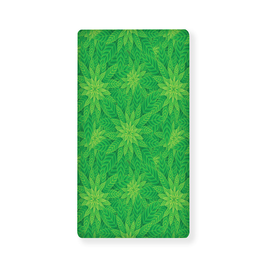 Green Cannabis Leaf Pattern Print Baby Crib Sheet