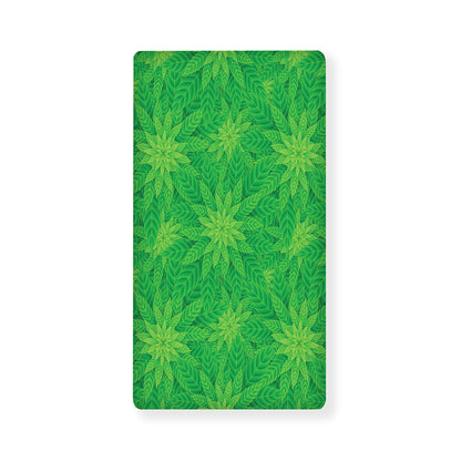 Green Cannabis Leaf Pattern Print Baby Crib Sheet