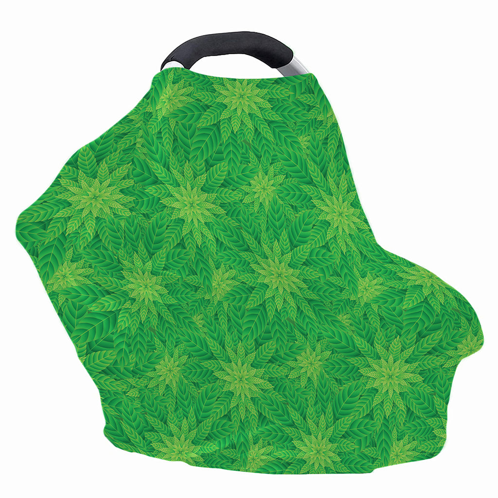 Green Cannabis Leaf Pattern Print Baby Seat Cover