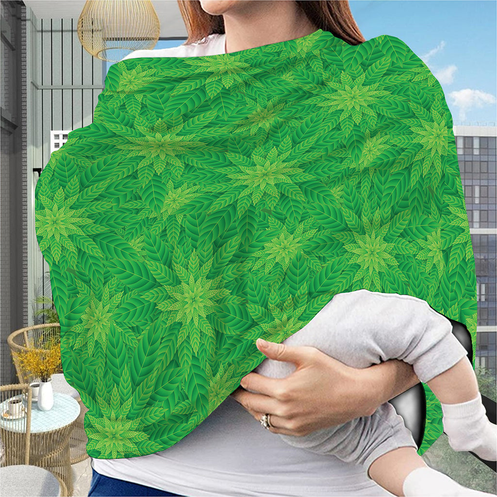 Green Cannabis Leaf Pattern Print Baby Seat Cover