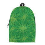 Green Cannabis Leaf Pattern Print Backpack