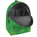 Green Cannabis Leaf Pattern Print Backpack