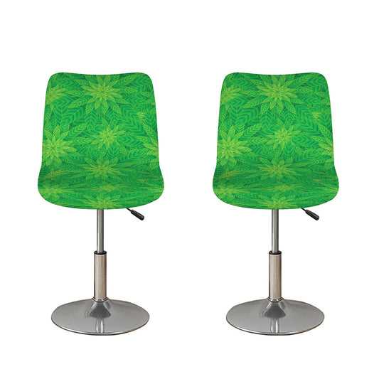 Green Cannabis Leaf Pattern Print Bar Stool Covers