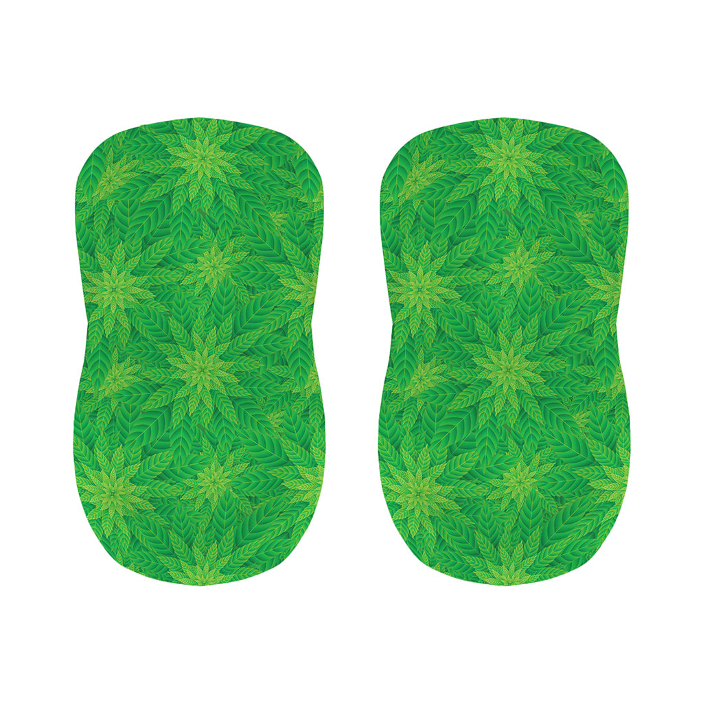 Green Cannabis Leaf Pattern Print Bar Stool Covers