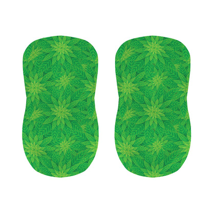 Green Cannabis Leaf Pattern Print Bar Stool Covers