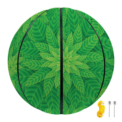 Green Cannabis Leaf Pattern Print Basketball