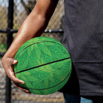 Green Cannabis Leaf Pattern Print Basketball