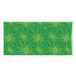 Green Cannabis Leaf Pattern Print Beach Towel