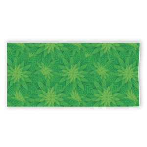 Green Cannabis Leaf Pattern Print Beach Towel