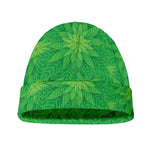 Green Cannabis Leaf Pattern Print Beanie
