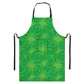 Green Cannabis Leaf Pattern Print Bib Apron With Pocket