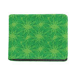 Green Cannabis Leaf Pattern Print Bifold Wallet