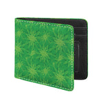 Green Cannabis Leaf Pattern Print Bifold Wallet
