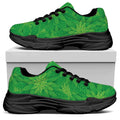 Green Cannabis Leaf Pattern Print Black Chunky Shoes