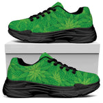 Green Cannabis Leaf Pattern Print Black Chunky Shoes