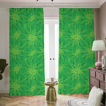 Green Cannabis Leaf Pattern Print Blackout Pencil Pleat Curtains