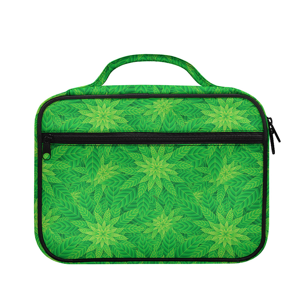 Green Cannabis Leaf Pattern Print Briefcase Bible Bag