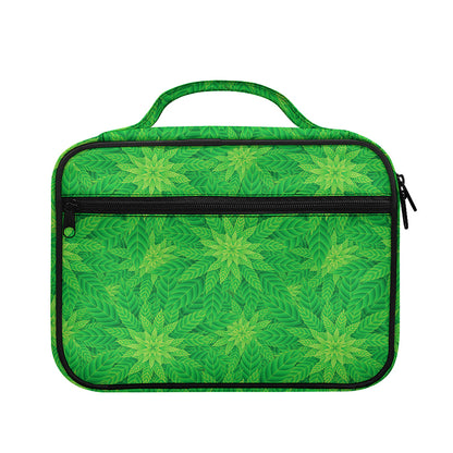 Green Cannabis Leaf Pattern Print Briefcase Bible Bag