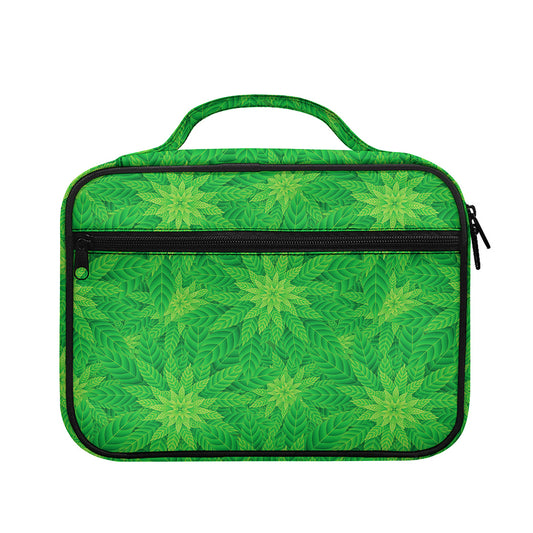 Green Cannabis Leaf Pattern Print Briefcase Bible Bag