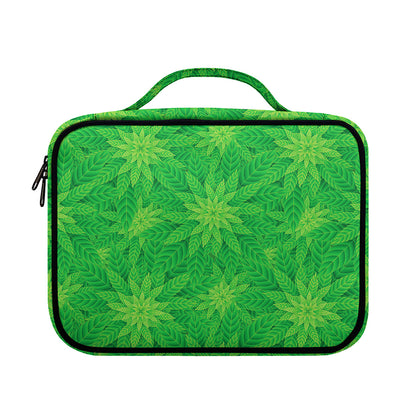 Green Cannabis Leaf Pattern Print Briefcase Bible Bag