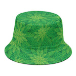 Green Cannabis Leaf Pattern Print Bucket Hat