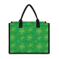 Green Cannabis Leaf Pattern Print Canvas Tote Bag