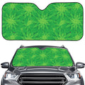 Green Cannabis Leaf Pattern Print Car Windshield Sun Shade