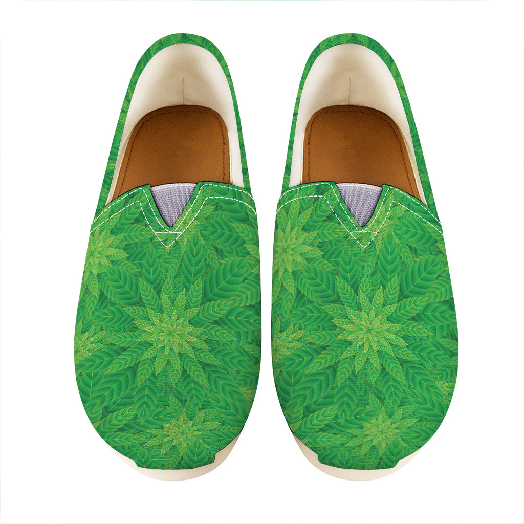 Green Cannabis Leaf Pattern Print Casual Shoes
