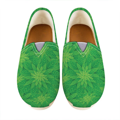 Green Cannabis Leaf Pattern Print Casual Shoes
