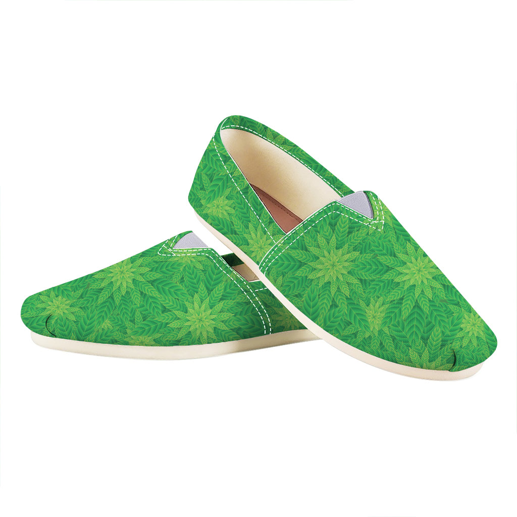 Green Cannabis Leaf Pattern Print Casual Shoes