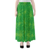 Green Cannabis Leaf Pattern Print Chiffon Maxi Skirt