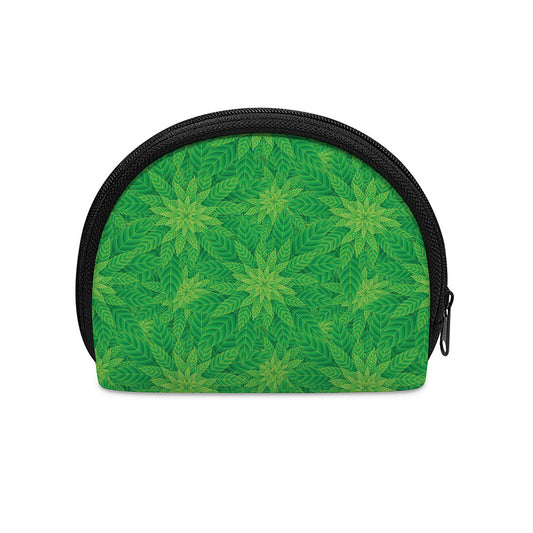 Green Cannabis Leaf Pattern Print Coin Purse