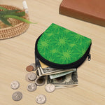 Green Cannabis Leaf Pattern Print Coin Purse