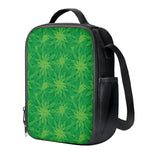 Green Cannabis Leaf Pattern Print Crossbody Lunch Bag