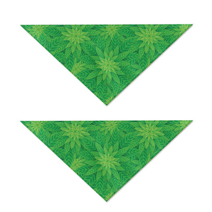 Green Cannabis Leaf Pattern Print Dog Bandana