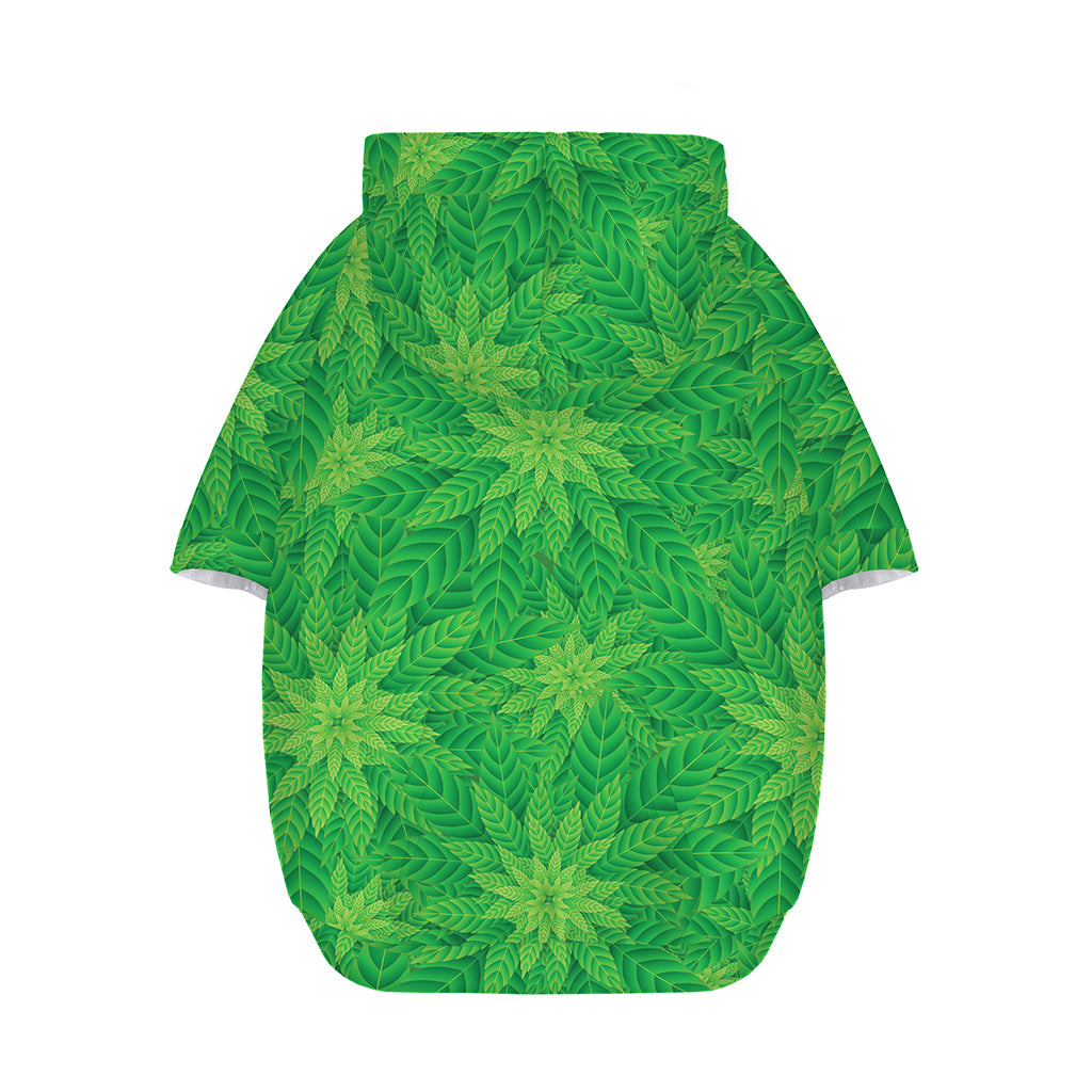 Green Cannabis Leaf Pattern Print Dog Zip Up Hoodie