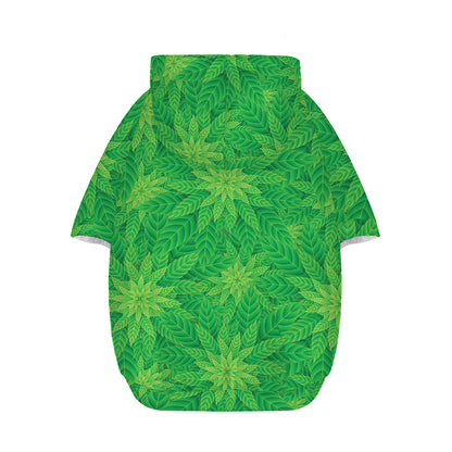Green Cannabis Leaf Pattern Print Dog Zip Up Hoodie