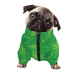 Green Cannabis Leaf Pattern Print Dog Zip Up Jacket
