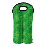 Green Cannabis Leaf Pattern Print Double Neoprene Wine Tote