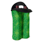 Green Cannabis Leaf Pattern Print Double Neoprene Wine Tote