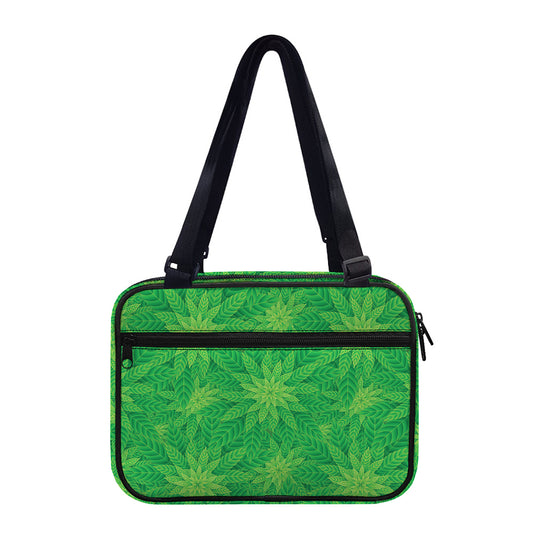 Green Cannabis Leaf Pattern Print Double Strap Bible Bag