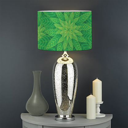 Green Cannabis Leaf Pattern Print Drum Lamp Shade