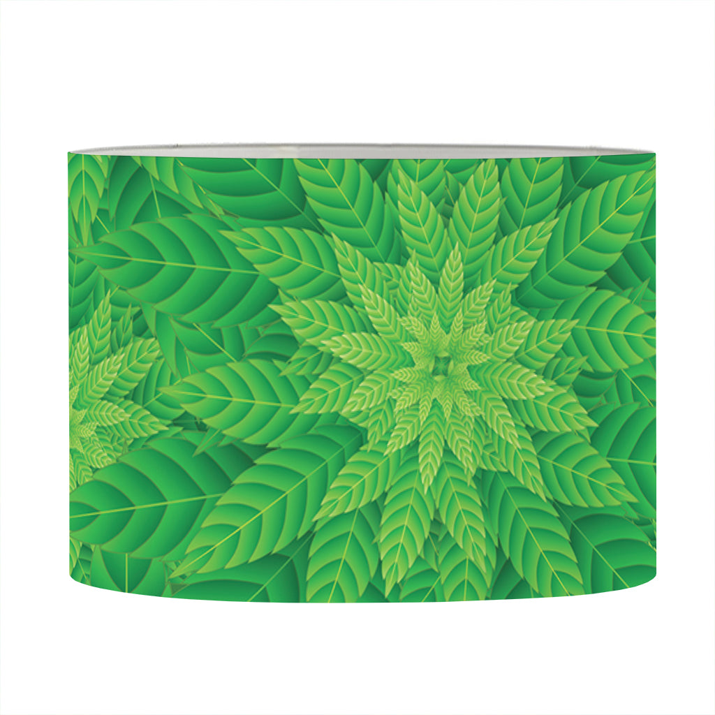 Green Cannabis Leaf Pattern Print Drum Lamp Shade