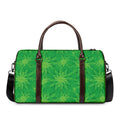 Green Cannabis Leaf Pattern Print Duffel Bag