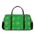 Green Cannabis Leaf Pattern Print Duffle Bag