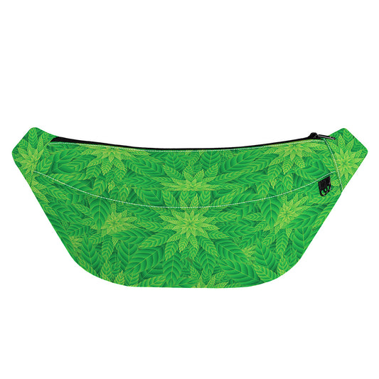 Green Cannabis Leaf Pattern Print Fanny Pack