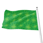 Green Cannabis Leaf Pattern Print Flag