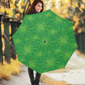 Green Cannabis Leaf Pattern Print Foldable Umbrella